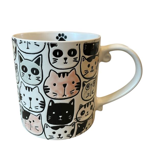 Spectrum Designz MITSY CAT FACE Coffee Tea Mugs 21oz Stoneware Set of 2 NEW - Picture 9 of 15